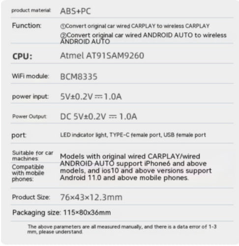 CarPlay Wireless Adapter Connector