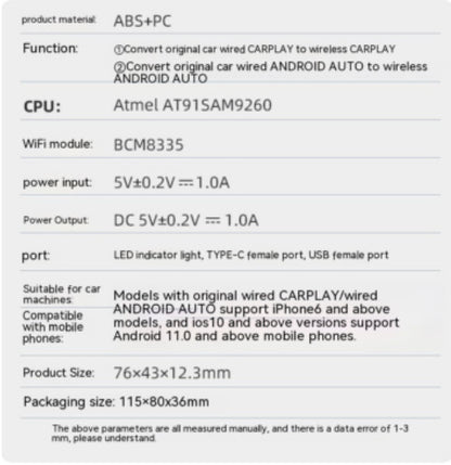 CarPlay Wireless Adapter Connector